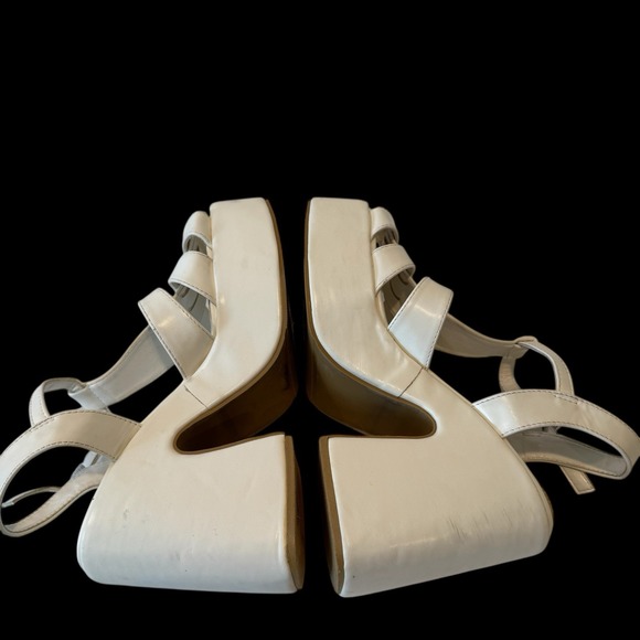 Dolls Kill Ocho Off White 5" Platform Ankle Strap Sandals Women Size 8.5 S1 - Picture 5 of 8